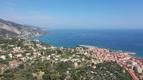 Menton-Franco-Italian-border-aerial-shot-mediterranean-sea-Pearl-of-France-sunny